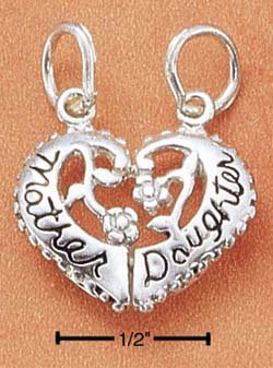 STERLING SILVER "MOTHER/ DAUGHTER" SPLIT HEART CHARM
