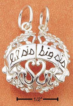 STERLING SILVER "LIL SIS/ BIG SIS" TWO PIECE CHARM