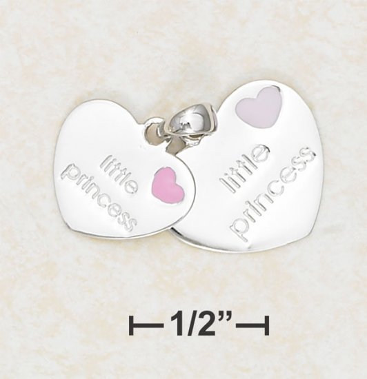 DOUBLE HEARTS "LITTLE PRINCESS" WITH ENAMEL HEART CHARM.