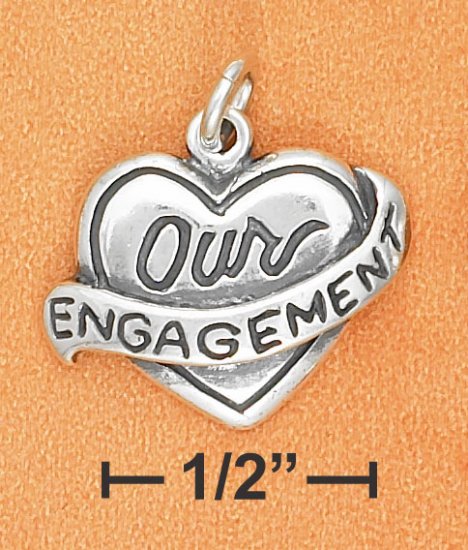 STERLING SILVER "OUR ENGAGEMENT" HEART CHARM