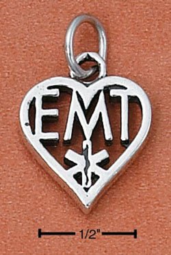 STERLING SILVER "EMT" HEART CHARM