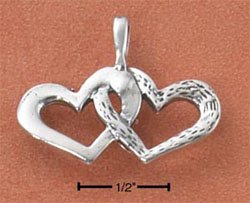 STERLING SILVER ANTIQUED DOUBLE HEART CHARM