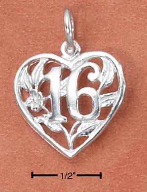 STERLING SILVER "16" FILIGREE HEART CHARM