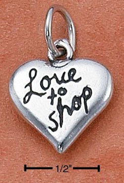 STERLING SILVER "LOVE TO SHOP" HEART CHARM