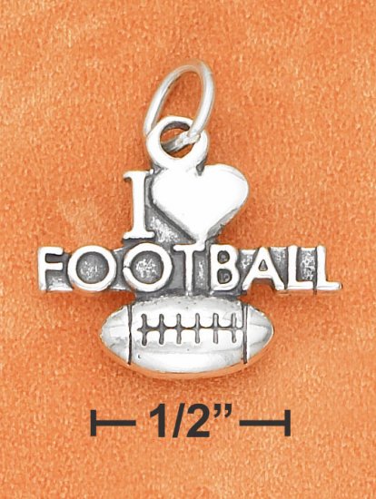 SILVER ANTIQUED "I HEART FOOTBALL" WITH FOOTBALL CHARM