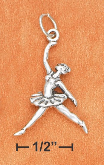 SILVER ANTIQUED 3D LEAPING BALLERINA CHARM