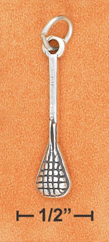 STERLING SILVER 3D ANTIQUED LACROSSE STICK CHARM