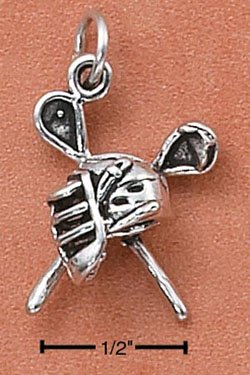 STERLING SILVER LACROSSE STICKS AND MASK CHARM