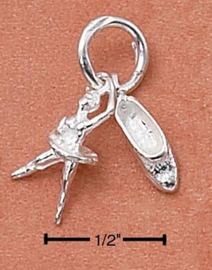 STERLING SILVER MINI BALLERINA AND SLIIPPER CHARM