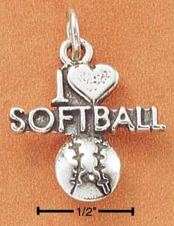 STERLING SILVER "I LOVE SOFTBALL" CHARM