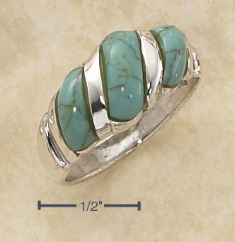 STERLING SILVER FANCY SHRIMP RING WITH TURQUOISE STONES