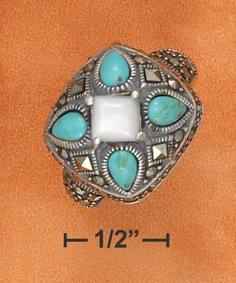 STERLING SILVER TURQUOISE TEARDROPS RING