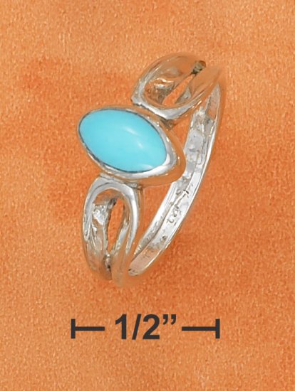 STERLING SILVER OVAL TURQUOISE RING WITH LOOPED SHANK