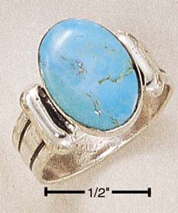 STERLING SILVER OVAL TURQUOISE STONE RING