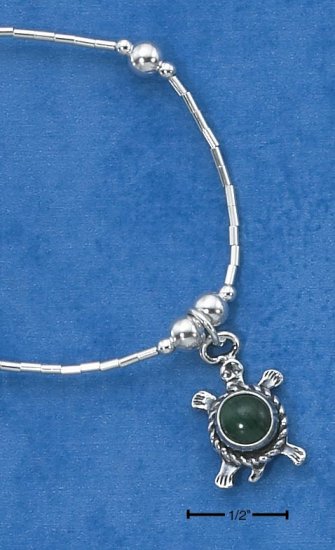 STERLING SILVER 16" W/ MALACHITE TURTLE NECKLACE