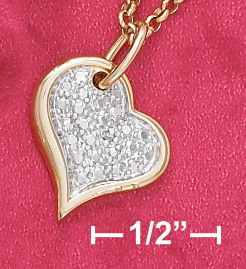 STERLING SILVER 9" 18K GOLD ANKLET W/ HEART & DIA CHIPS