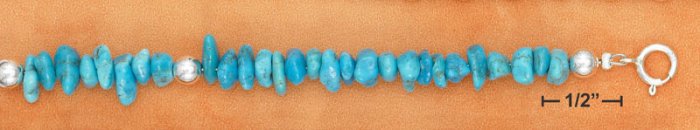 STERLING SILVER 9" TURQUOISE NUGGET ANKLET