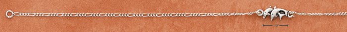 STERLING SILVER 9" ANKLET W/ DOUBLE JUMPING DOLPHINS