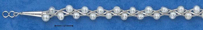 STERLING SILVER 7" DOUBLE STRAND TWIST FWP BEADS BRACELET