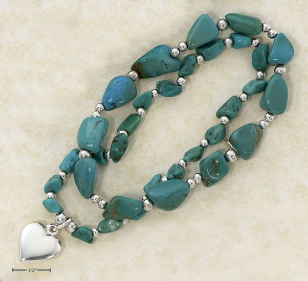 STERLING SILVER 7" TWIN STRETCH BRACELETS STERLING SILVER 7" TWIN STRETCH BRACELETS W/ TURQUOISE