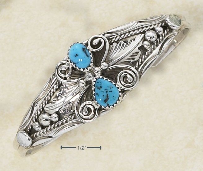 STERLING SILVER TURQUOISE DESIGNER CUFF BRACELET