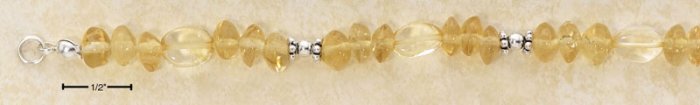 STERLING SILVER 7" CITRINE W/ SS SPACERS BRACELET