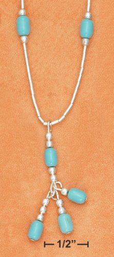 STERLING SILVER 7" LS BRACELET W/ TURQUOISE BEADS
