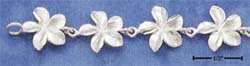 STERLING SILVER 7" SATIN FINISH FLOWER LINK BRACELET