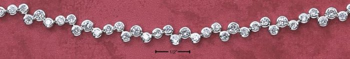 STERLING SILVER 16" ROUND CZ BUBBLES NECKLACE