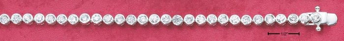 STERLING SILVER 7" 3MM BEZEL SET CZ TENNIS BRACELET