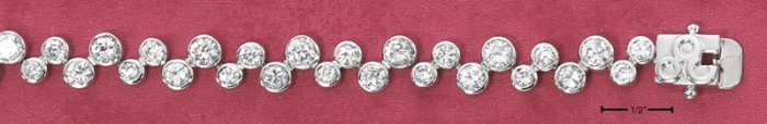 STERLING SILVER 7" CLEAR CZ BUBBLES BRACELET