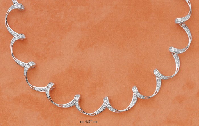 STERLING SILVER 18" CREATED DIAMOND SWAGS NECKLACE