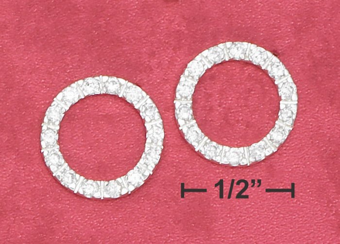 STERLING SILVER CZ OPEN CIRCLE POST EARRINGS