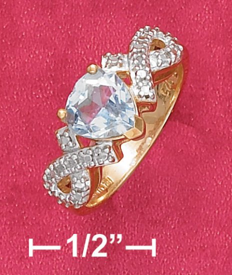 STERLING SILVER 18K VERMEIL 7MM BLUE TOPAZ HEART RING