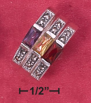 STERLING SILVER MARCASITE 3 AMETHYST, GARNET & CITRINE RINGS
