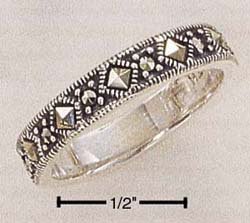 STERLING SILVER 4MM DIAMOND SHAPE MARCASITE BAND