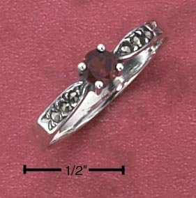 STERLING SILVER DAINTY GENUINE GARNET RING