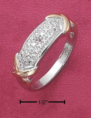 STERLING SILVER PLATINUM P PAVE DIAMOND ACCENT BAND/ 14K X'S