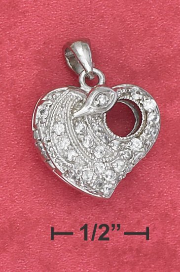 STERLING SILVER 17MM PAVE CZ HEART LOCKET