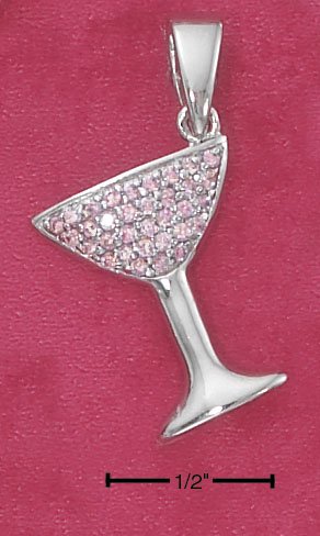 STERLING SILVER PINK ICE CHAMPAGNE GLASS PENDANT