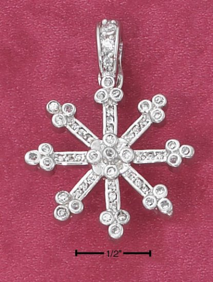 STERLING SILVER LARGE CZ SNOWFLAKE PENDANT