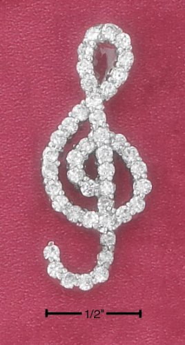 STERLING SILVER CZ G CLEFF PENDANT