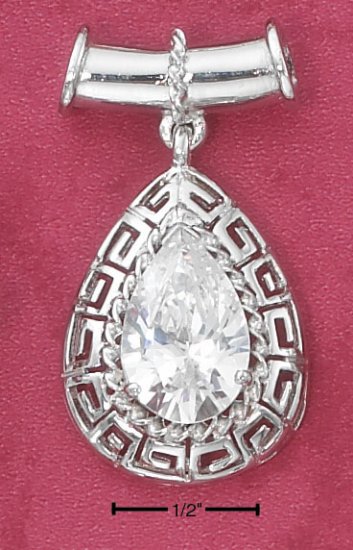 STERLING SILVER 6.75CT CLEAR CZ TEARDROP SLIDE PENDANT