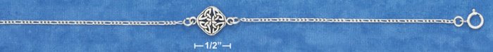 STERLING SILVER 7" CELTIC KNOT BRACELET WITH SPRING RING CLASP