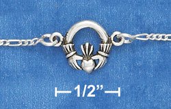 STERLING SILVER 7" CLADDAGH BRACELET WITH SPRING RING CLASP
