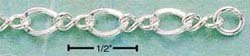 STERLING SILVER 8" 2 SMALL /ONE LARGE OVAL LINK BRACELET