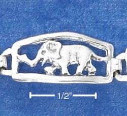 STERLING SILVER ANTIQUED ELEPHANT LINK BRACELET
