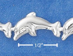 STERLING SILVER 7" CONNECTED DOLPHIN LINK BRACELET