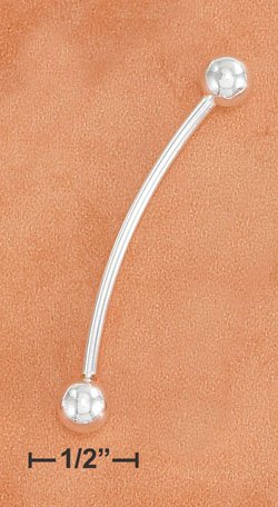 STERLING SILVER 2" CURVED BARBELL ILLUSION EAR PINS / 6MM BALL ENDS