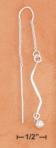 STERLING SILVER PLAIN BAR & BENT BAR W/4M BALL DANGLE EAR THREADS